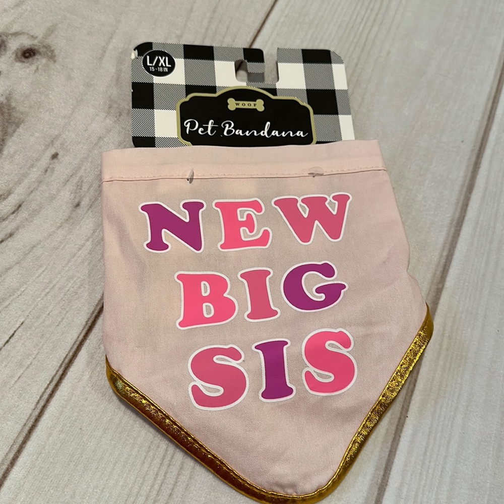 Woof "Big Sis" Pet Bandana Size Large/XLarge